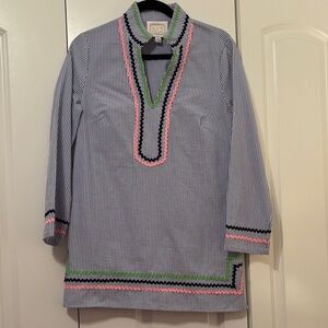 Sail to Sable Striped Tunic with Colorful Ric RacTrim, medium